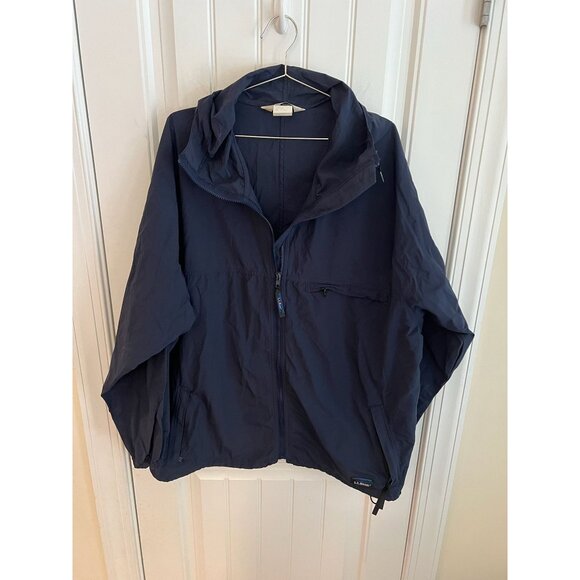 Vintage L.L. Bean Navy Men's Hooded Windbreaker Jacket Size XL‎ - Picture 1 of 4